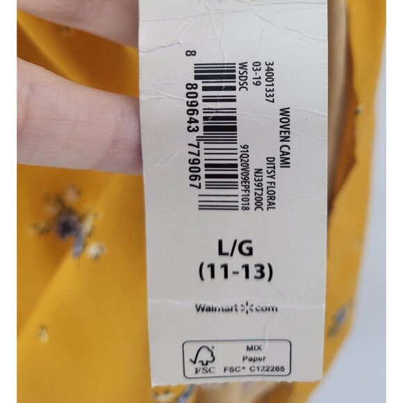 Yellow Ditsy Floral Spaghetti Strap Cami Top No Boundaries L/G (11-13) NWT - Picture 2 of 9